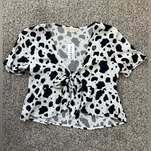 Cow Print Front Tie Top